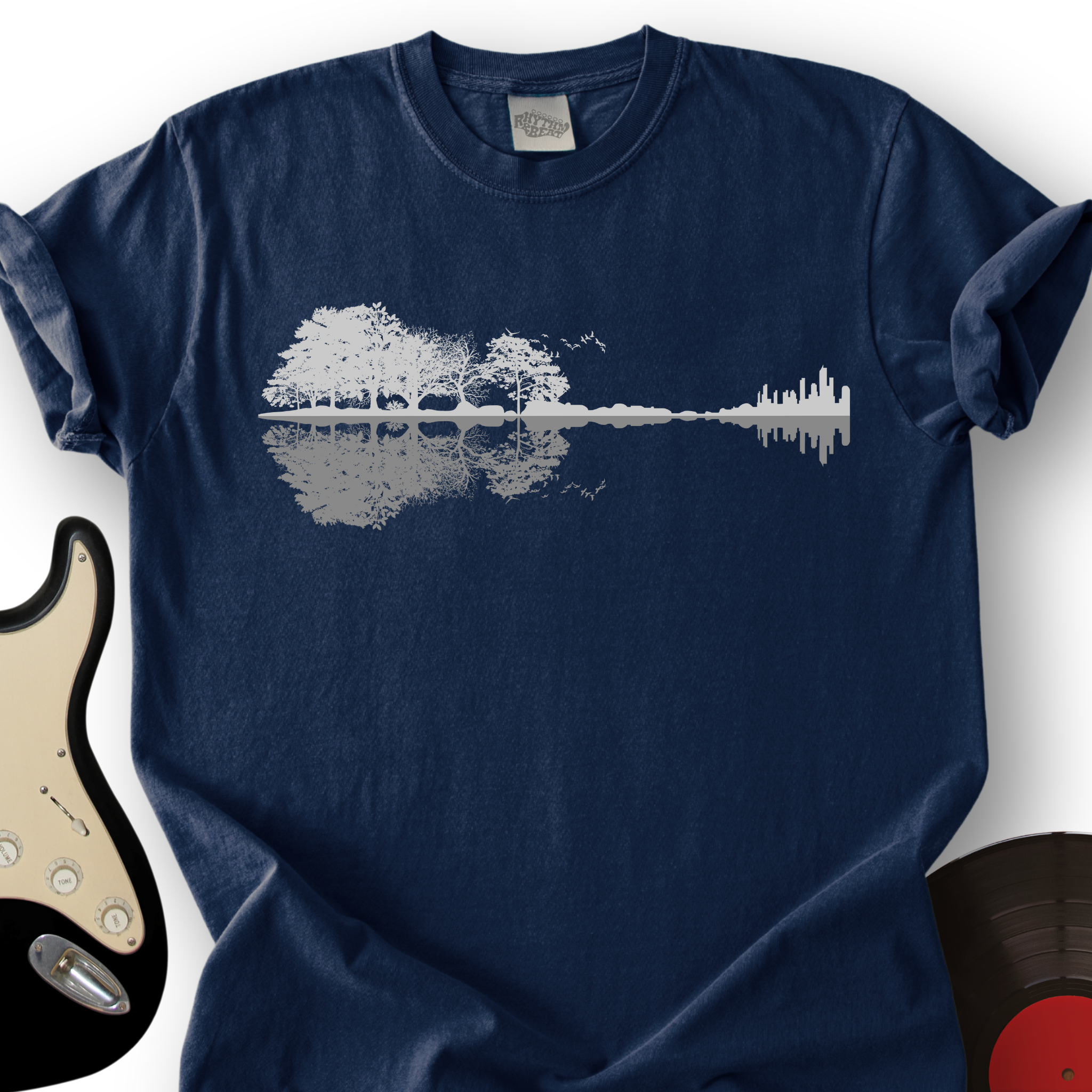 103_ForestGuitar_T ShirtMockups_Navy