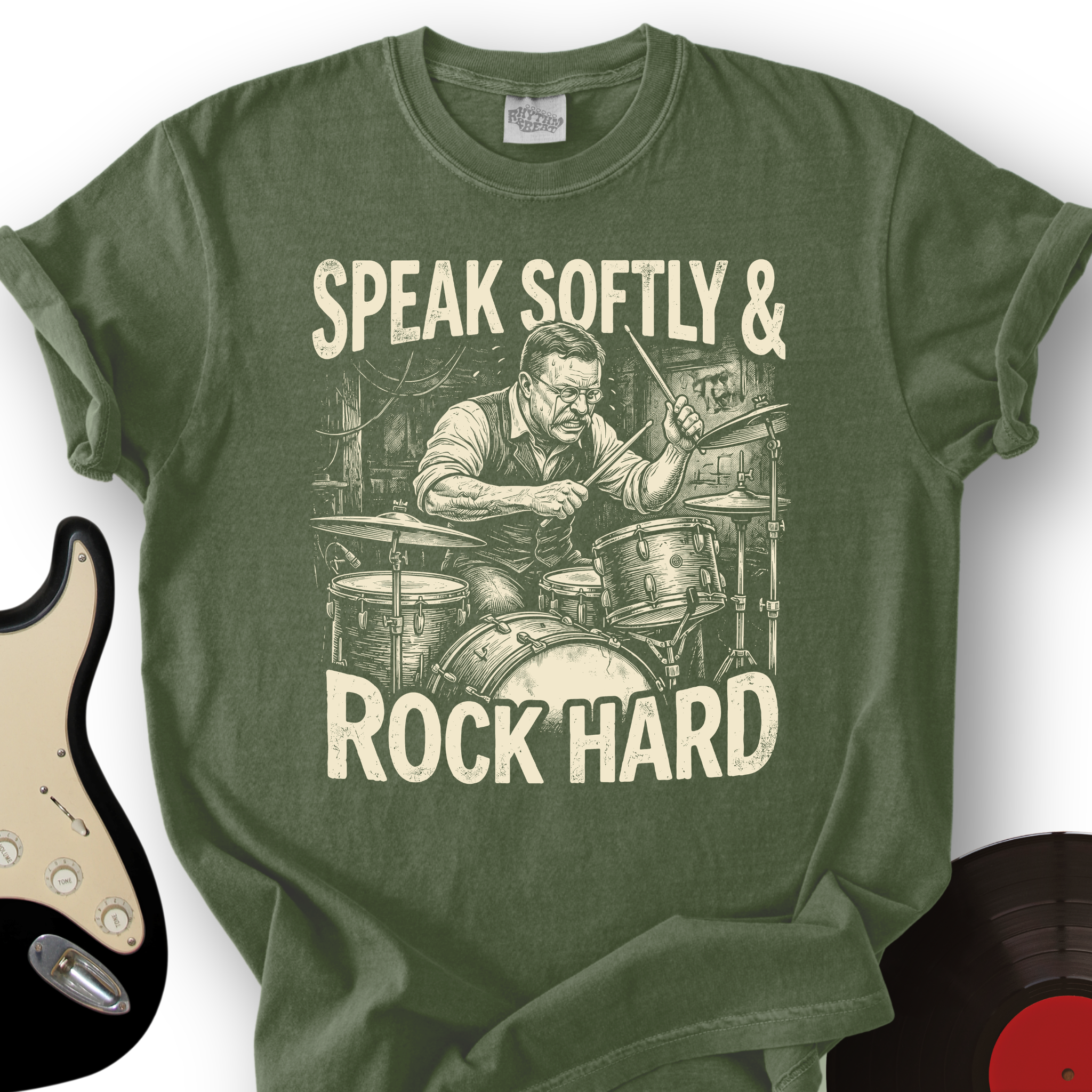 1920_SpeakSoftly_RockHard_T ShirtMockups_MilitaryGreen