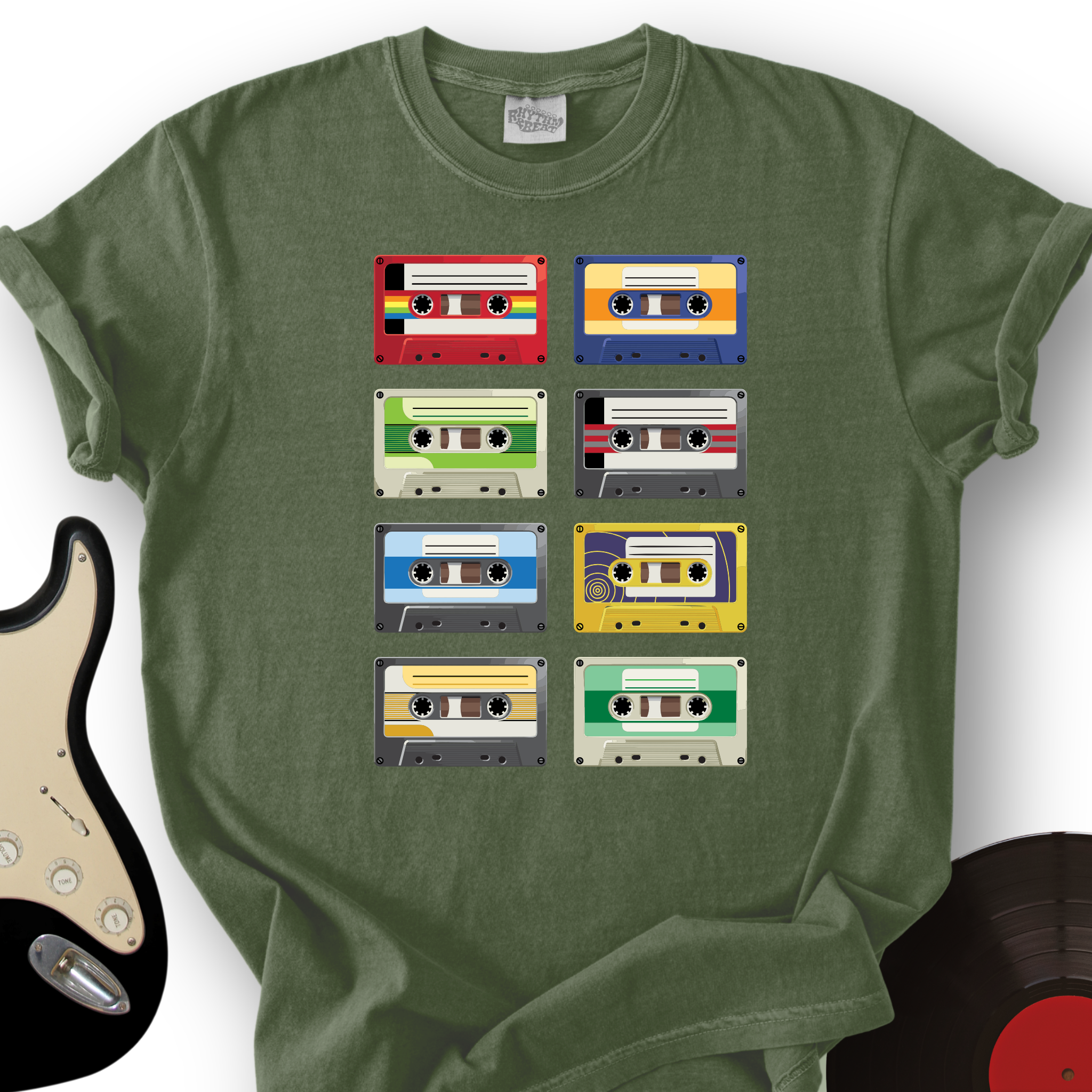454_RetroRockTapes_T ShirtMockups_MilitaryGreen_c12bff2b 039c 47d0 8987 5c9a313d92a0