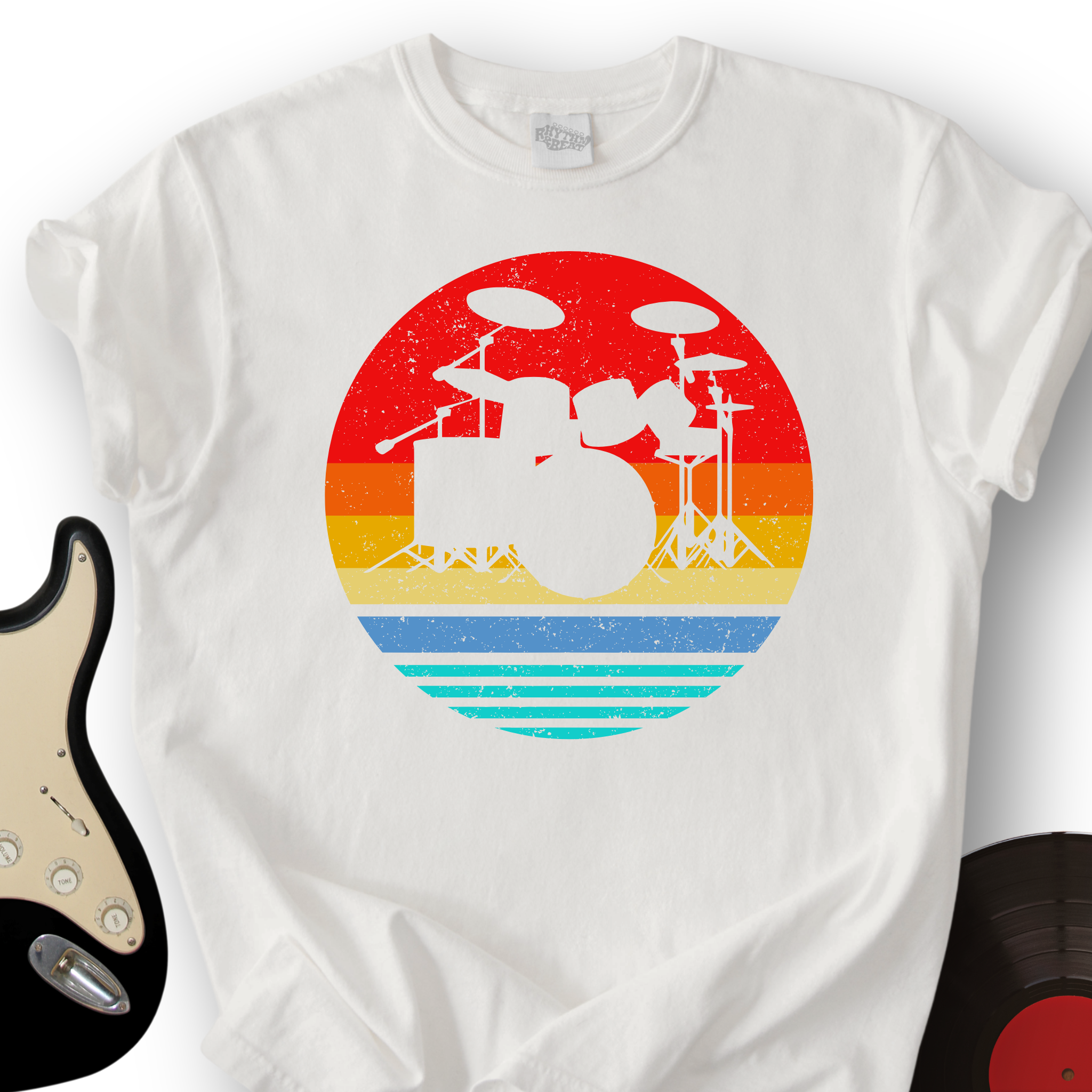 490_VintageDrumSet_T ShirtMockups_White