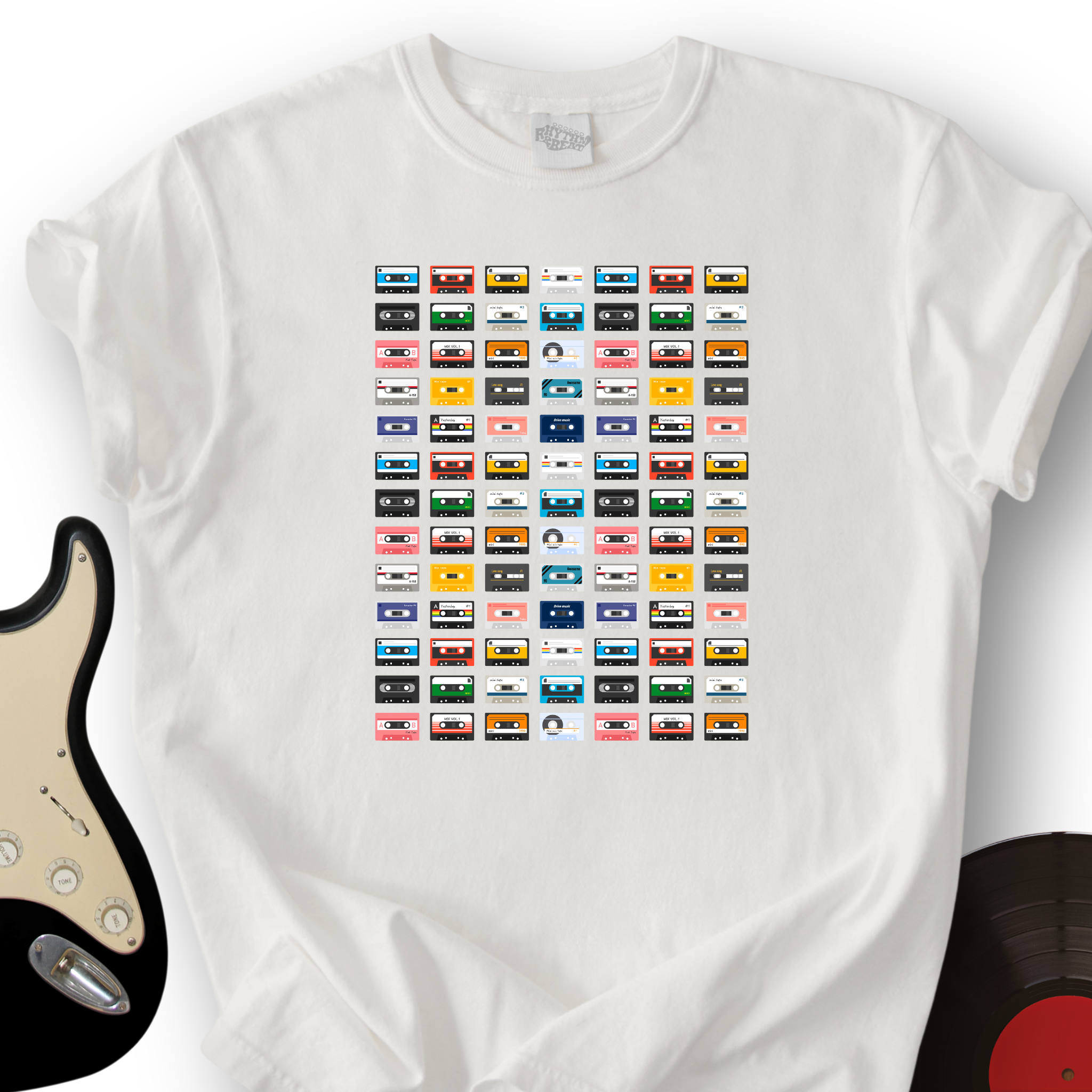 63_RainbowCassette_T ShirtMockups_White