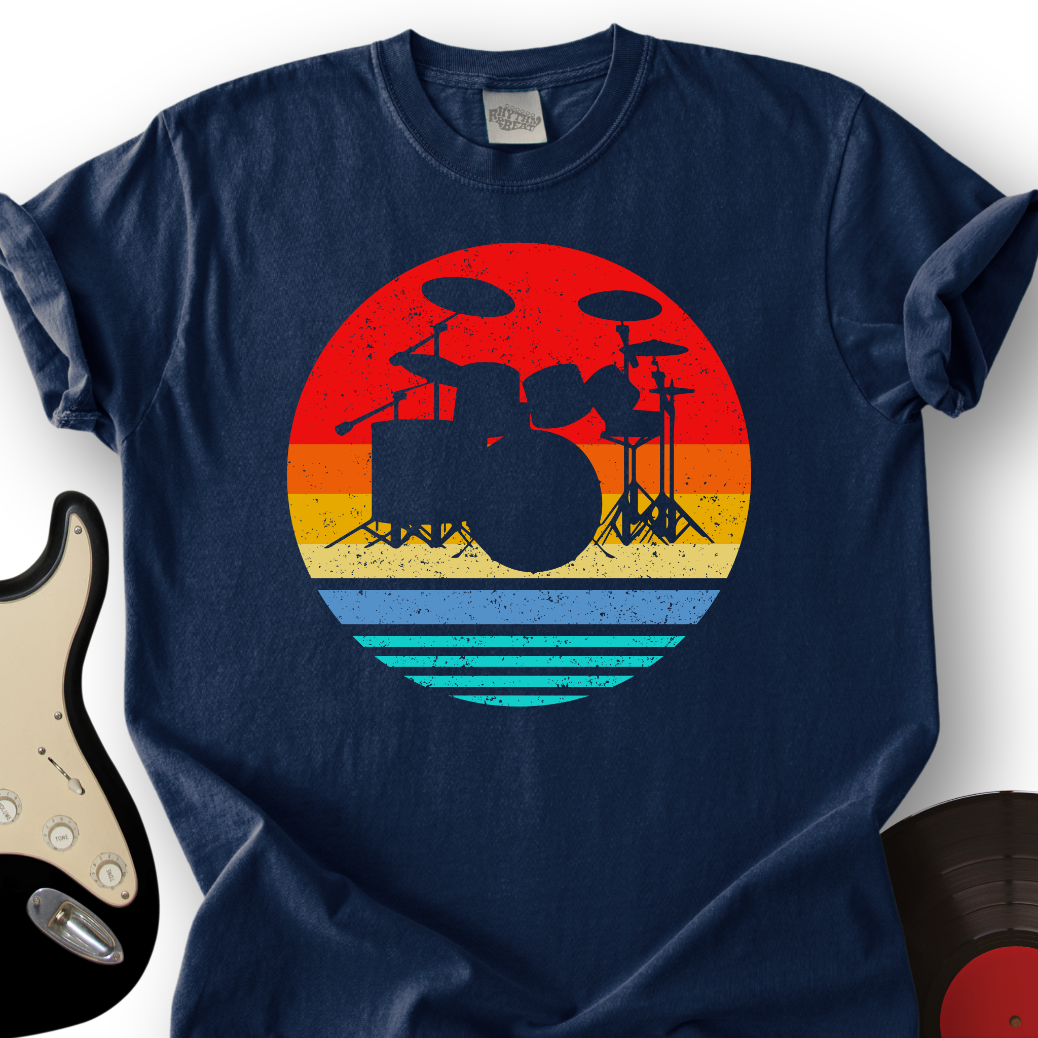 490_VintageDrumSet_T ShirtMockups_Navy