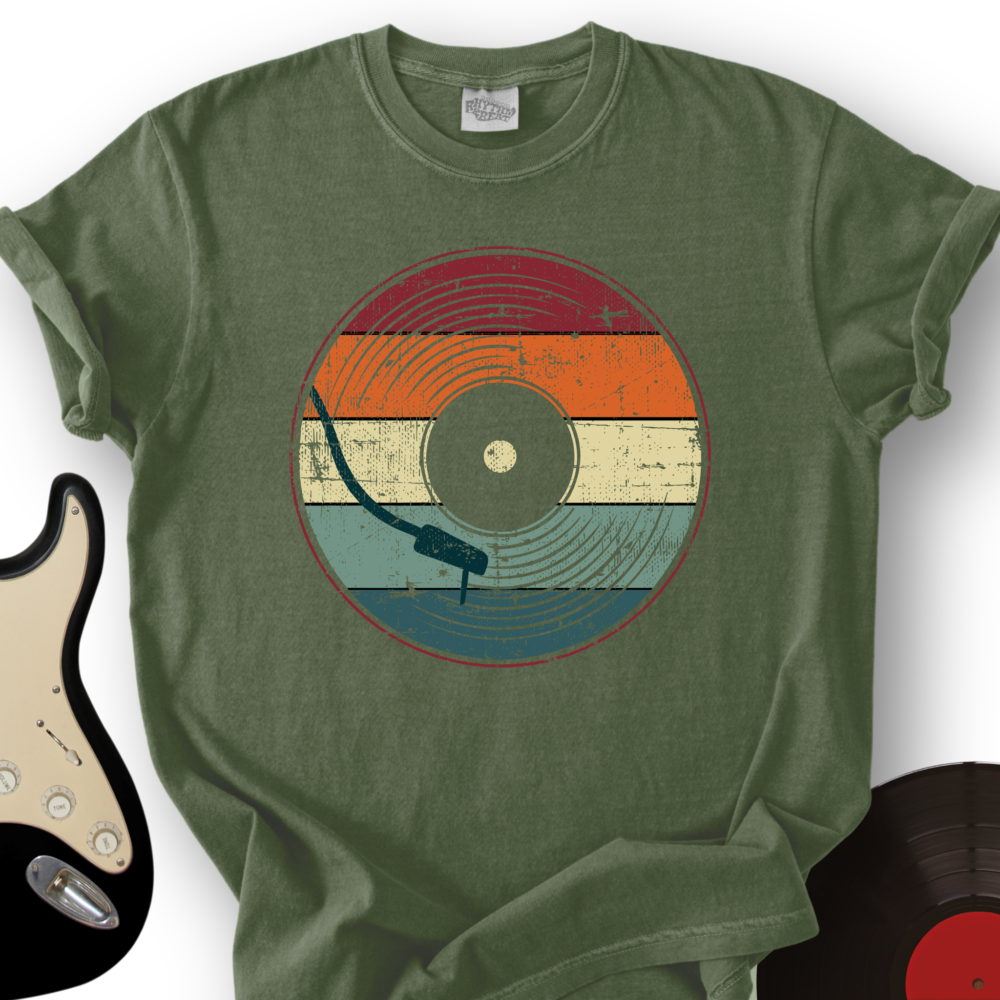 552_RetroRecord_T ShirtMockups_MilitaryGreen