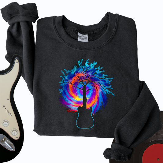 705_PsychedelicTreeGuitar_CrewneckMockups_Black_f3275e5c 6f30 4e62 8ba6 0f66825528a2