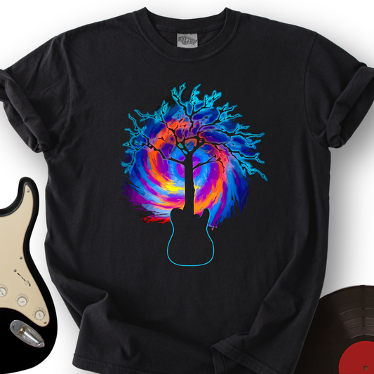 705_PsychedelicTreeGuitar_T ShirtMockups_Black