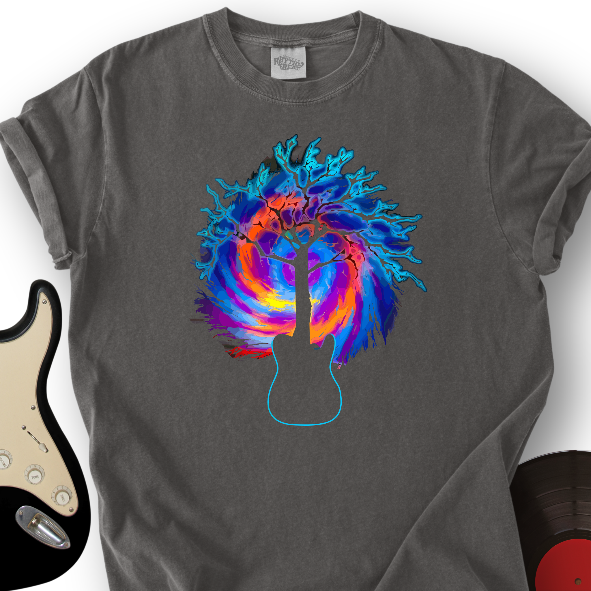 705_PsychedelicTreeGuitar_T ShirtMockups_Charcoal